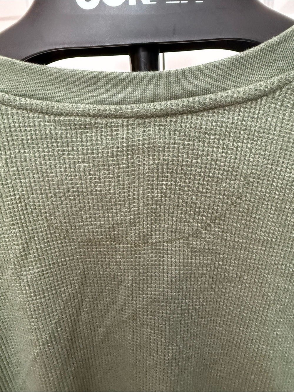 Men's Olive Green Waffle Knit Long-Sleeve Crew - Picture 6 of 8